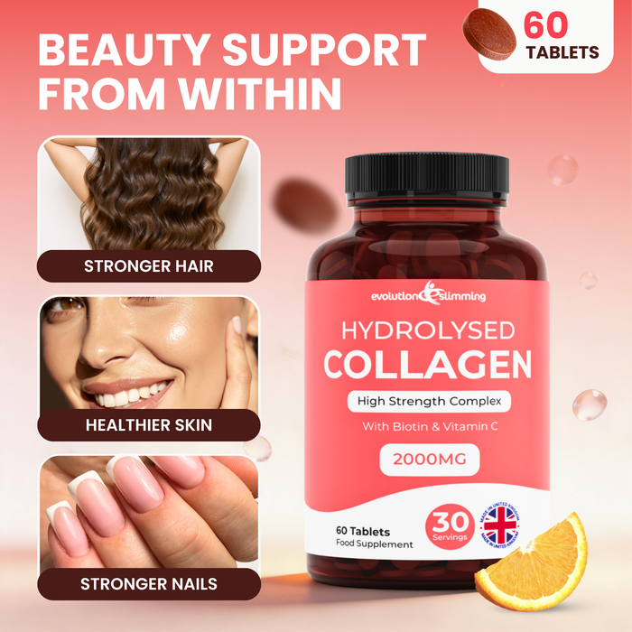 Colágeno hidrolizado de alta potencia 1000 mg para cabello, piel y uñas + vitamina C