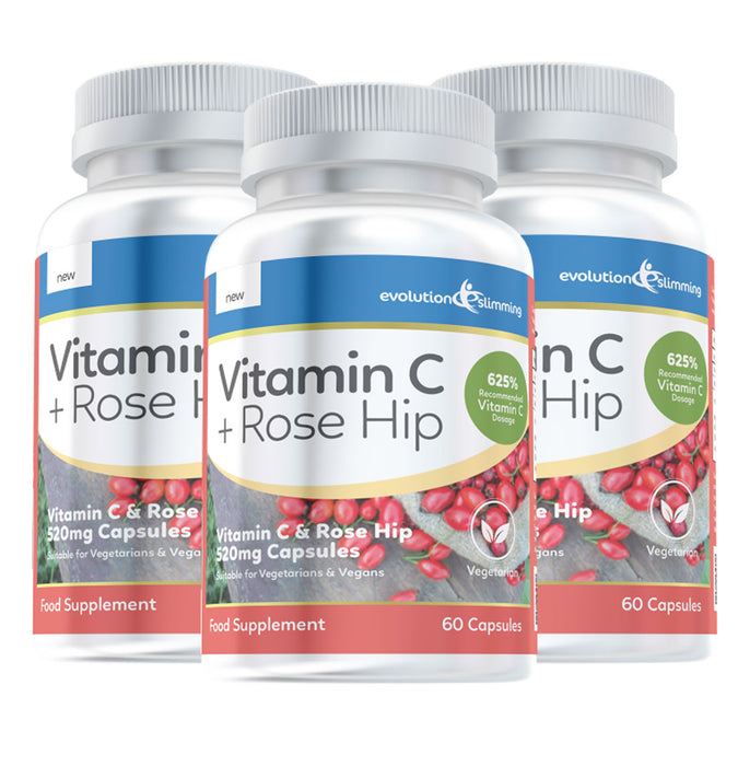 Vitamin C with Rose Hip 520mg, Suitable for Vegetarians & Vegans