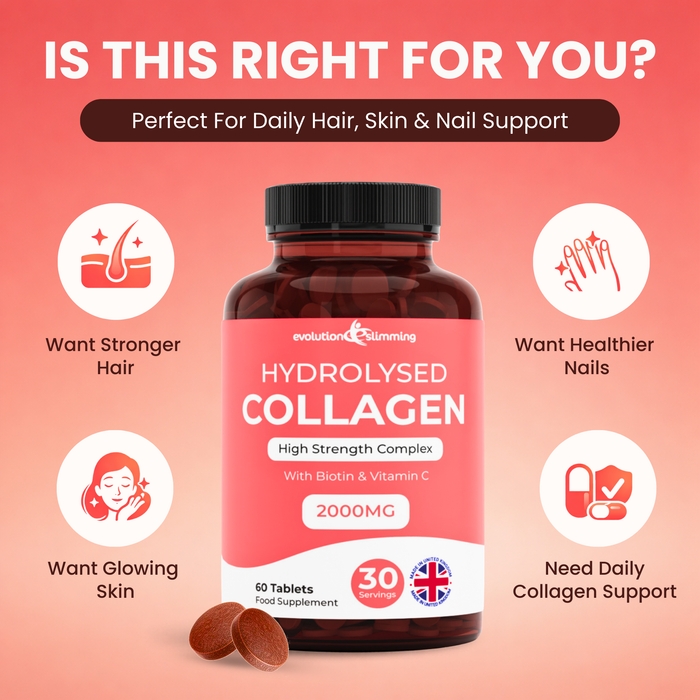 Colágeno hidrolizado de alta potencia 1000 mg para cabello, piel y uñas + vitamina C