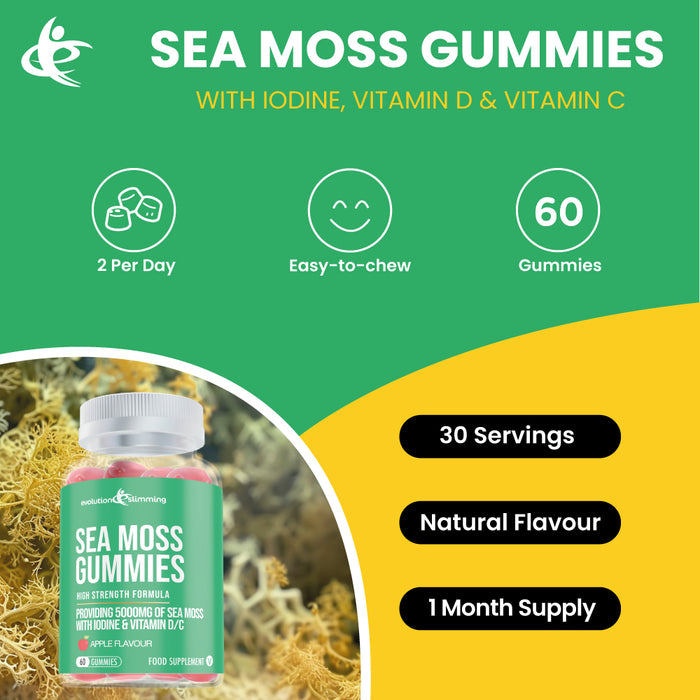 Sea Moss Gummies with Iodine, Vitamin C & Vitamin D -  Anti-Inflammatory & Immunity Support