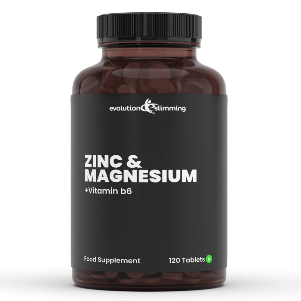 Comprimidos de zinc con magnesio y vitamina B6, aptos para veganos y vegetarianos.